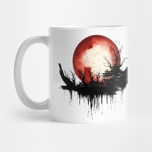 Blood Moon Dark Fantasy Art, Full Moon in Red Witch Gothic Mug